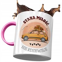 Kubek Różowy Śmieszny Stara Miłość Nie Rdzewieje Z Nadrukiem Ze Zdjęciem