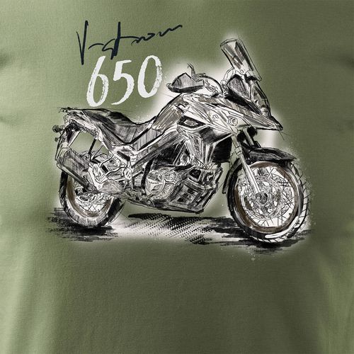 Koszulka z motocyklem na motor Suzuki V-strom Vstrom DL 650 XT męska khaki REGULAR S na Arena.pl