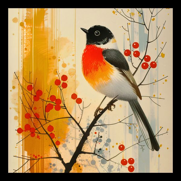 Plakat 20x20cm Jesienny Rudzik zdjęcie 2