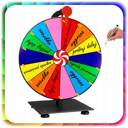 KOŁO FORTUNY SUCHOŚCIERALNE GRA DLA DZIECI LOTERIA IMPREZY 50CM + na Arena.pl