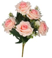 RÓŻA RÓŻE W BUKIECIE SZTUCZNE KWIATY JAK ŻYWE 49 CM DUŻY BUKIET GĘSTY