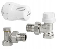 ZESTAW TERMOSTATYCZNY KĄTOWY 1/2 ZAWORY DO GRZEJNIKA + GŁOWICA