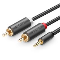 kabel przewód audio 3.5mm minijack (męski) - 2rca (męski) 5m - szary