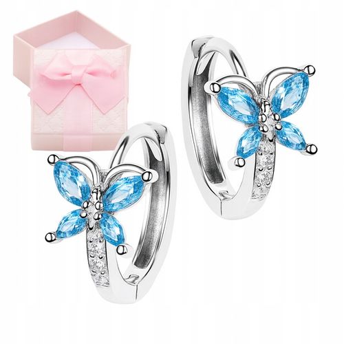 SREBRNE KOLCZYKI DLA DZIEWCZYNKI KÓŁKA Z MOTYLKIEM SREBRO 925 NA URODZINY na Arena.pl
