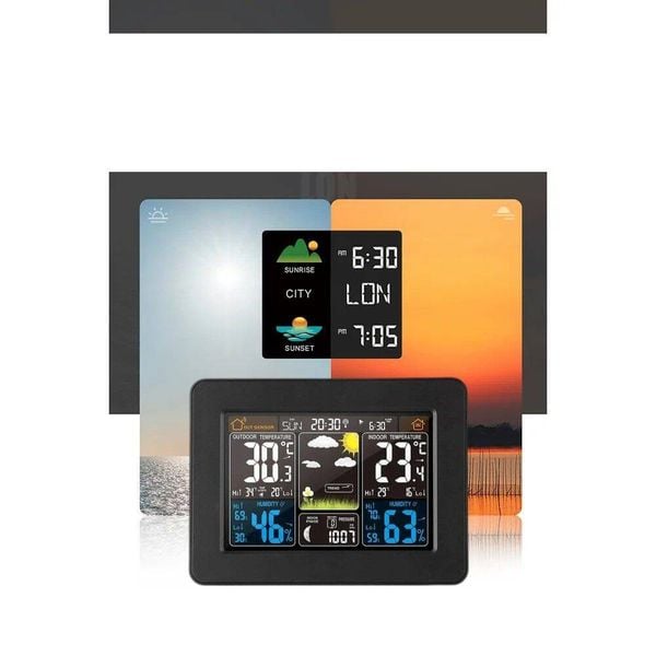 BEZPRZEWODOWA STACJA POGODY TERMOMETR HIGROMETR CZUJNIK DATA ZEGAR zdjęcie 3