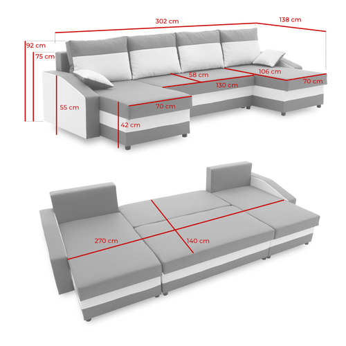 Duży narożnik, MONTERO Plus, 302x138x75 cm, brąz | TYLETEGOTU na Arena.pl