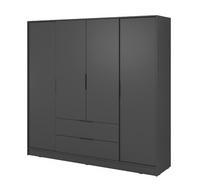 Szafa 4-Drzwiowa z Szufladami 4D2SZ 206 cm Grafit KALI PS - 4 Kolory