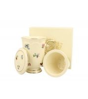 KUBEK Z ZAPARZACZEM I POKRYWKĄ PORCELANOWY DUO ECRU ENGLAND 450 ML PREZENT