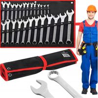 KLUCZE PŁASKIE OCZKOWE 6-32 Zestaw Komplet Kluczy Płaskich Pokrowiec