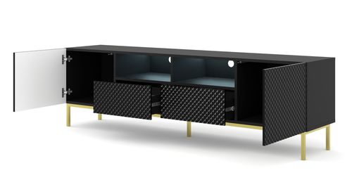 Szafka RTV Ravenna C 200 2D2S czarny połysk rama złota na Arena.pl