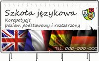 BANER REKLAMOWY OCZKOWANY 100x50cm projekt w cenie SZKOŁA JĘZYKOWA