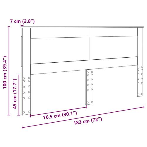 Zagłówek Szary Sonoma 180 cm Materiał drewnopochodny na Arena.pl