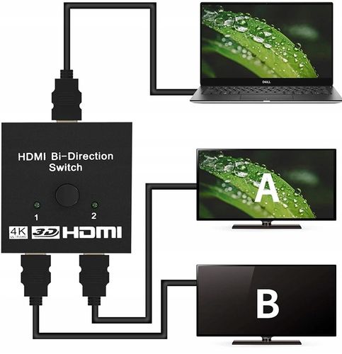 SWITCH HDMI 2.0 2x1 SPLITTER 1x2 Rozdzielacz Przełącznik 4K/60Hz - na Arena.pl