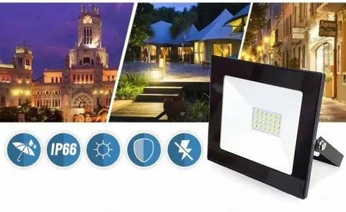 Halogen LED 20W lampa naświetlacz zewnętrzny zimny 6000K 1640LM reflektor na Arena.pl