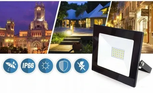 Halogen LED 20W lampa naświetlacz zewnętrzny zimny 6000K 1640LM reflektor zdjęcie 7