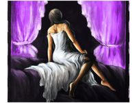 60X50CM PIĘKNA DZIEWCZYNA FIOLECIE OBRAZ ŚCIAN DREWNIANE