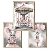 Zestaw trzech plakatów dla dzieci Pink Circus
