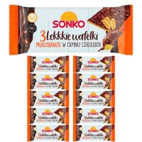 Sonko Lekkkie wafelki pełnoziarniste w ciemnej czekoladzie 36g x11 sztuk