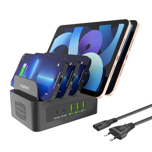 Ładowarka sieciowa T-PHOX POWERHUB DUAL PORT 100W 2xUSB-C/3xUSB BLACK na Arena.pl