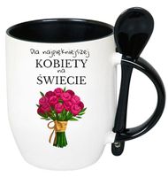 KUBEK Z ŁYŻECZKĄ PREZENT DZIEŃ KOBIET DLA KOLEŻANKI DZIEWCZYNY MAMY WZORY