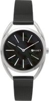 MINET Srebrno-czarny zegarek damski ICON BLACK PEARL MESH