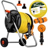 WĄŻ OGRODOWY NA WÓZKU BĘBEN ZWIJACZ ZESTAW Podlewanie Odporny Mocny 3/4 25m