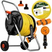 WĄŻ OGRODOWY NA WÓZKU BĘBEN ZWIJACZ ZESTAW Podlewanie Odporny Mocny