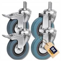 ZESTAW JEZDNY KÓŁKA OBROTOWE 140 kg GUMOWE KOŁA MEBLOWE HAMULEC 50 mm