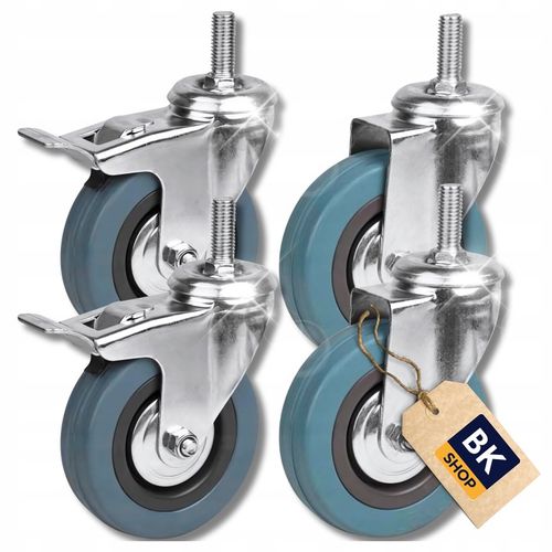 ZESTAW JEZDNY KÓŁKA OBROTOWE 140 kg GUMOWE KOŁA MEBLOWE HAMULEC 50 mm na Arena.pl