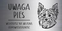 Tabliczka 20x10 cm UWAGA PIES Yorkshire terrier LAMINAT Z GRAWEREM