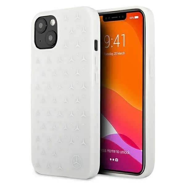 Etui Mercedes Silver Stars Pattern na iPhone 13 mini - białe zdjęcie 1