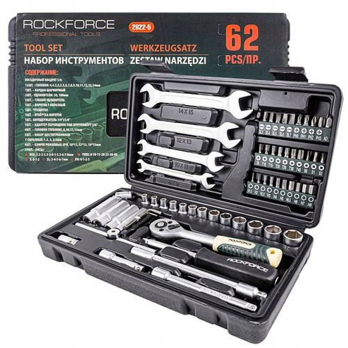 ROCKFORCE ZESTAW KLUCZY 1/4" 62 ELEMENTY na Arena.pl