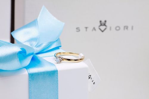 piękny klasyczny pierścionek zaręczynowy z brylantem 0,15ct g/si na Arena.pl