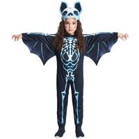 Dziewczęcy Kostium Strój Przebranie Szkielet Nietoperz Halloween 128 cm