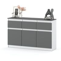 Komoda Nowoczesna 120cm 3 Szuflady Nowoczesna Do Sypialni Biała Szara Mat