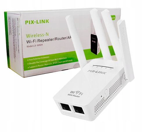 Wzmacniacz sygnału WiFi do domu biura Wi-Fi PIXLINK WR09 repeater router na Arena.pl