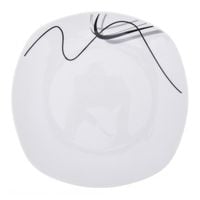 Talerz obiadowy kwadratowy głęboki SELINA 22,5 cm biała porcelana paski