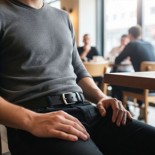 Pasek Męski Skórzany STEVENS Czarny 3cm Wąski Spodni Garnituru Jeans na Arena.pl