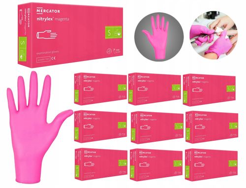 rękawice nitrylowe 100 szt. 7-s nitrylex magenta - 10 szt. na Arena.pl