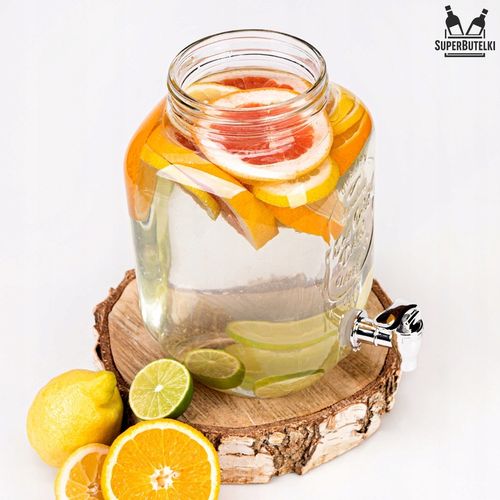 SŁÓJ Z KRANIKIEM 4L SZKLANY SŁOIK NA LEMONIADE NAPOJE WODE DUŻY POJEMNIK na Arena.pl