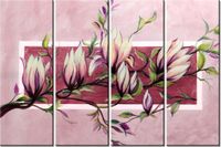 120CM 80 OBRAZ 4 ELEM SŁODYCZ MAGNOLII PUDROWYM RÓŻU ŚCIENNY