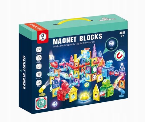 KLOCKI MAGNETYCZNE 178el TOR KULKOWY KULODROM ŚWIECĄCY 129A-1 + GRATIS na Arena.pl