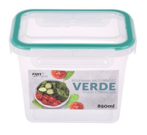 Pojemnik do żywności 850 ml 0,85 l VERDE szczelny z uszczelką 4 klipsy zdjęcie 1