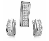 Elegancki rodowany srebrny komplet białe cyrkonie cyrkonia srebro 925 Z0785_W