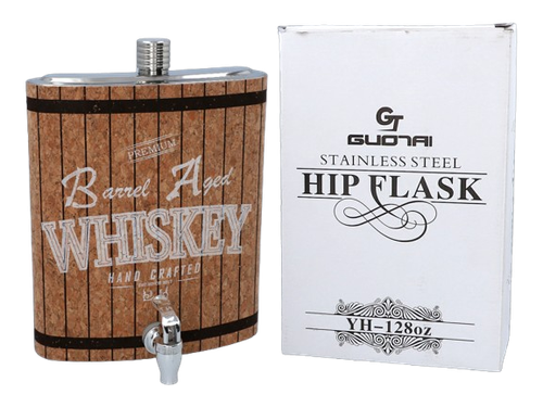 Duża Piersiówka w Kształcie Beczki z Kranikiem 128nOZ ok. 3840 ml na Arena.pl