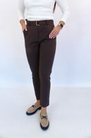 Brązowe Spodnie Damskie z Paskiem Punto Reni 3XL