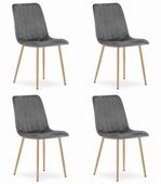 Krzesło LAVA - ciemny szary aksamit / nogi kolor drewna x 4