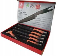 ZESTAW 5+1 NOŻE KUCHENNE + OBIERACZKA CZARNE Noże w etui GRATIS