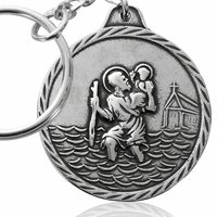 SREBRNY BRELOK DO KLUCZY Z ŚWIĘTYM KRZYSZTOFEM SREBRO PRÓBY 925 GRAWER GRATIS