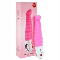 Wibrator silikonowy, prążkowana tekstura. Stymulacja pochwy.